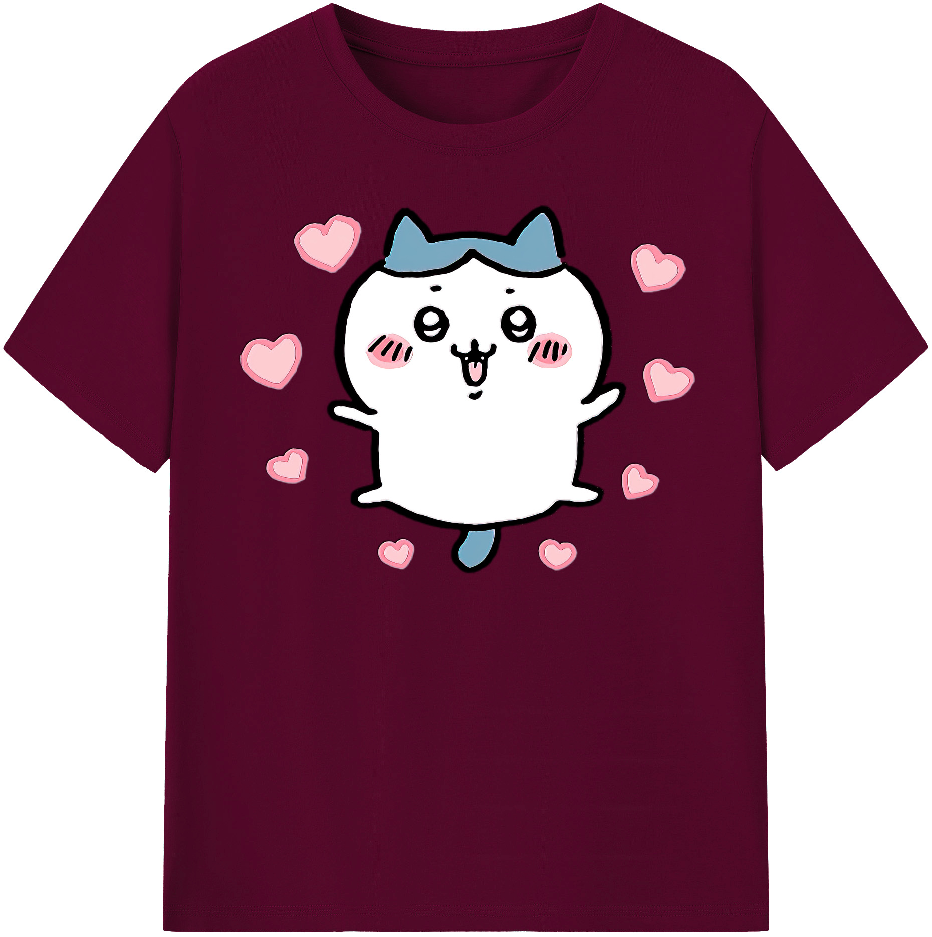 （画像用） ちいかわ ハチワレ Chii-kawa hachiware レディースカジュアルプリントTシャツ（綿100％）
